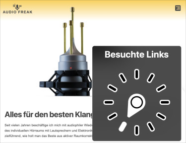 Rotor-Menü im Screenreader Apple VoiceOver: Aktive Auswahl „besuchte“ Links – dahinter die beispielhafte Website audio-freak.de