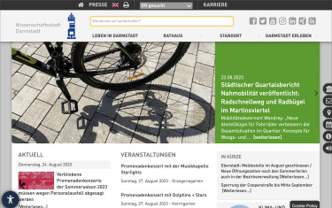 Screenshot darmstadt.de mit Overlay-Tool Digiaccess für digitale Barrierefreiheit