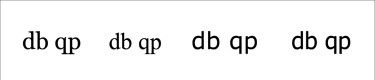 Buchstabenfolge d und b sowie q und p in den Schriftarten Georgia, Times New Roman, Verdana und Tahoma
